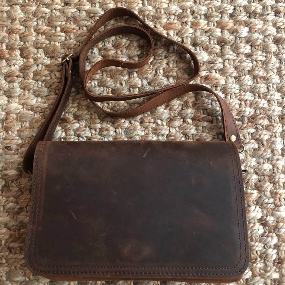 Anthropologie Brown Leather Crossbody Bag - Picture 5 of 12